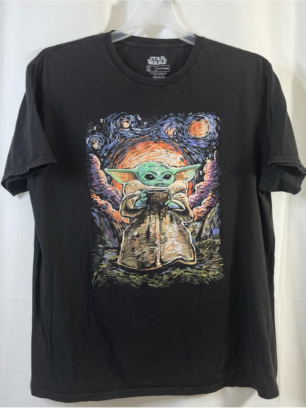 Star Wars Fifth Sun Baby Yoda Graphic TShirt Black Cotton Short Sleeve